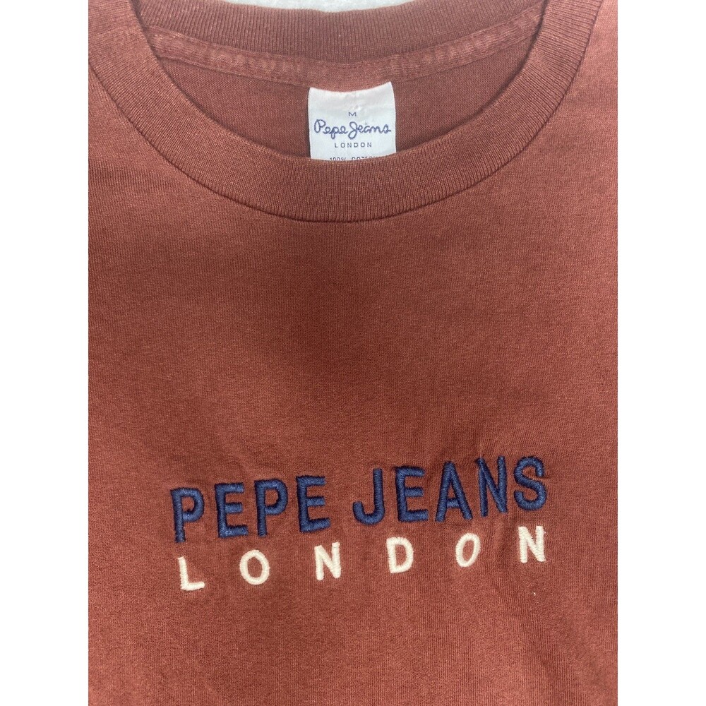 Vintage Pepe Jeans London Tshirt Mens Medium Clay Brown Rust Made in the USA Y2K